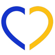 Icono de corazón azul y amarillo