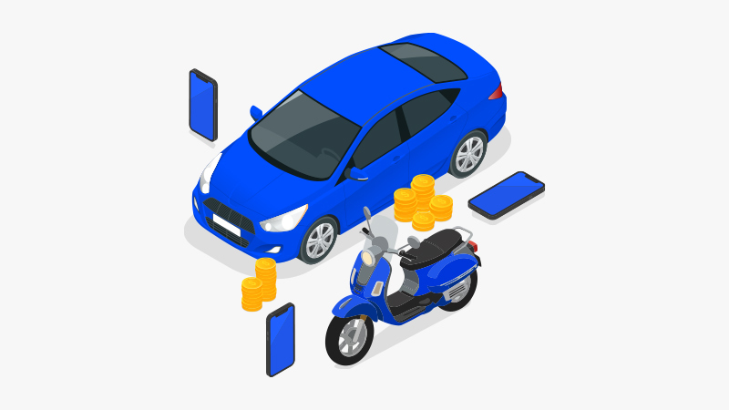 Vehículo, moto y smartphones